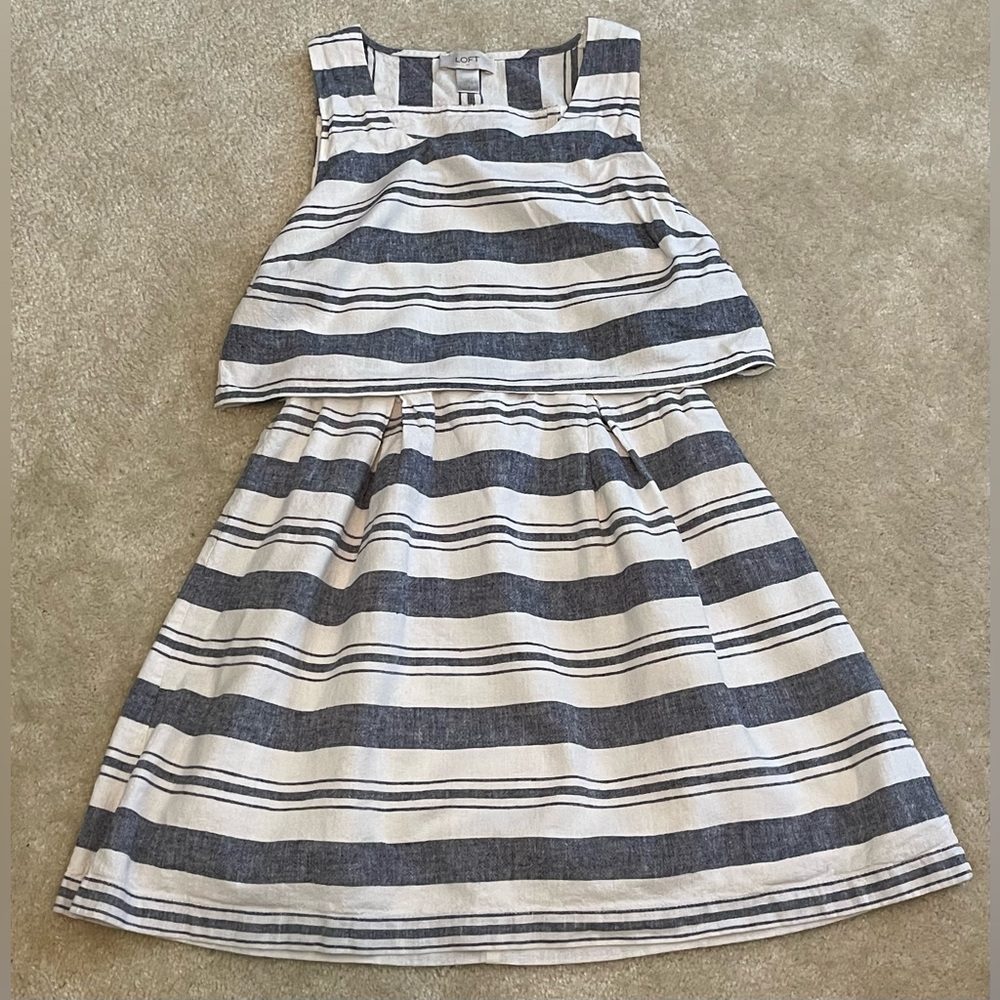 LOFT Blue and White Striped Dress